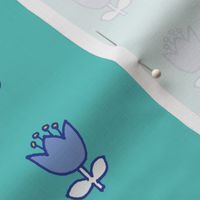 Little flower - blue on turquoise