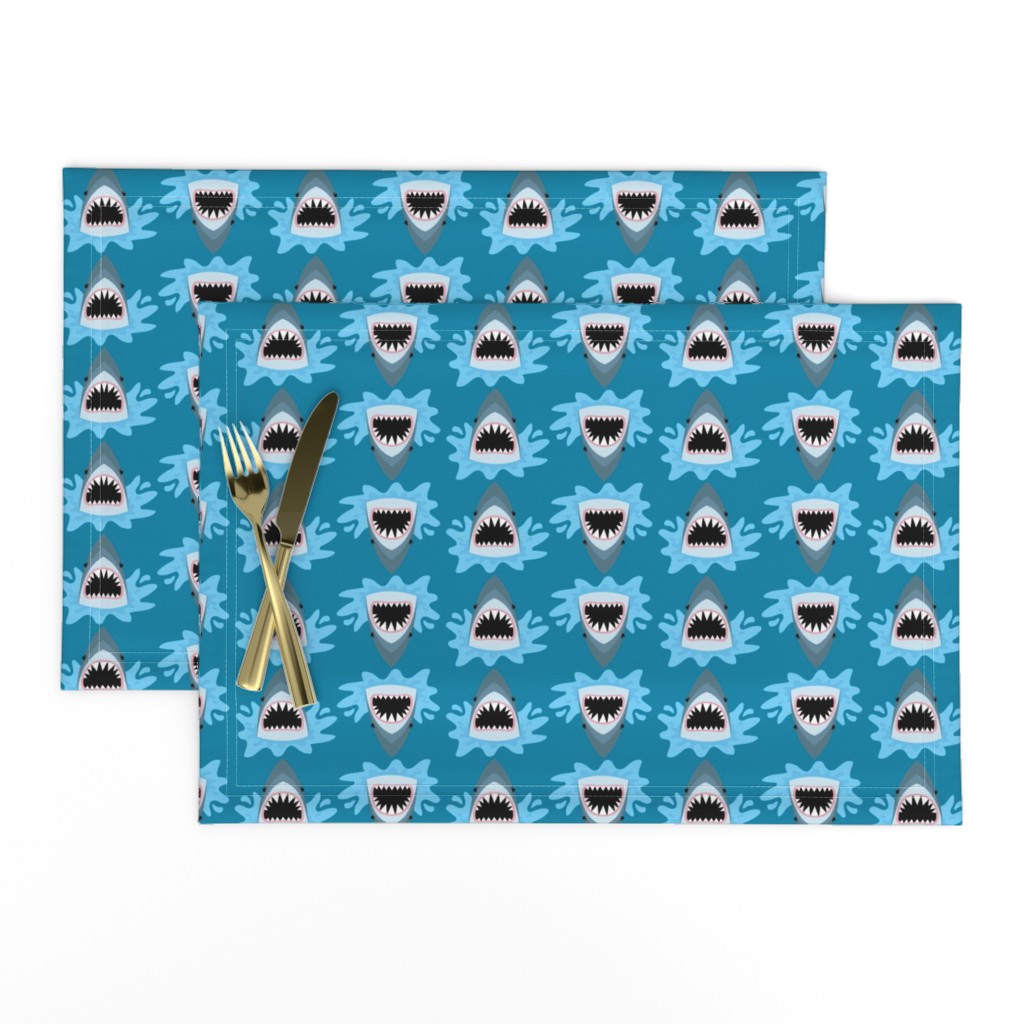 Cute Summer Shark Pattern on Blue