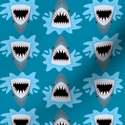 Cute Summer Shark Pattern on Blue