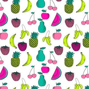 fruit // fruits summer tropical fun bright watermelon pineapple banana kids summer fruit print
