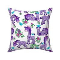 ****Baby Giraffes BOWS Birds Flowers Purple WHITE