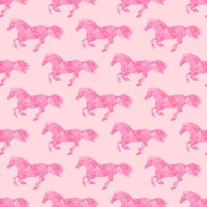 Watercolor Wild Horses in Pink on Pink