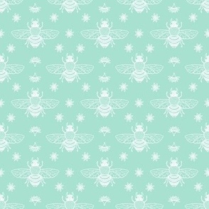 Blossom Bees on Seafoam // small