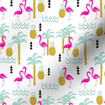 flamingo tropical palm tree pineapple summer beach trendy cute kids 