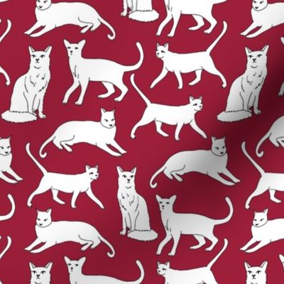 cats // autumn maroon burgundy cats fabric for cat ladies cute cats 
