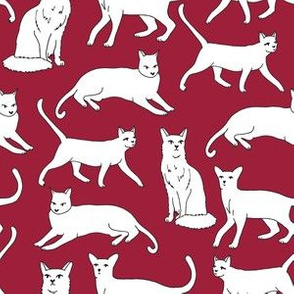 cats // autumn maroon burgundy cats fabric for cat ladies cute cats 