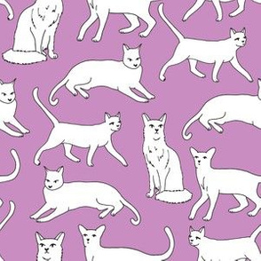 cats // purple cats autumn fall kids cute cat lady cat fabric for girls purple