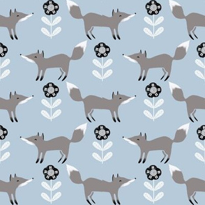 fox // winter grey blue animal woodland kids winter fabric