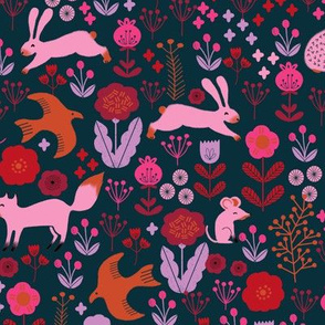 autumn // woodland critter creatures kids animals squirrel bunny birds autumn woodland fabric