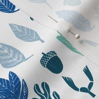 autumn leaves // forest blue kids oak leaves leaf cute nature print 