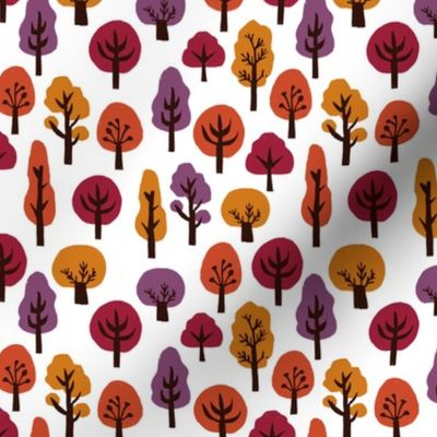 trees // forest woodland fall autumn fall colors autumn colours linocut block print trees cute forest design