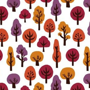 trees // forest woodland fall autumn fall colors autumn colours linocut block print trees cute forest design