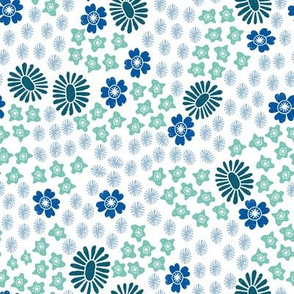 flowers // blue and green florals linocut block print stamps