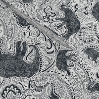 Paisley Elephants - MEDIUM - Silver & Black