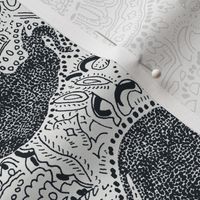 Paisley Elephants - MEDIUM - Silver & Black