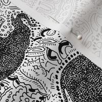 Paisley Elephants - MEDIUM - White & Black
