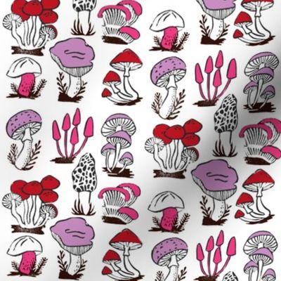mushrooms // fall autumn mushroom kids linocut stamps girls fall autumn block prints design