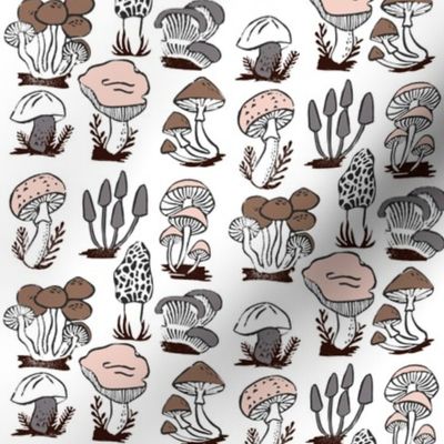 mushrooms // nature botanical stamps linocut kids morel fungus outdoors stamps linocut fall autumn