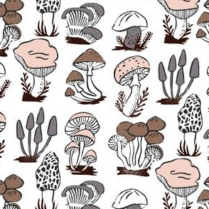 mushrooms // nature botanical stamps linocut kids morel fungus outdoors stamps linocut fall autumn