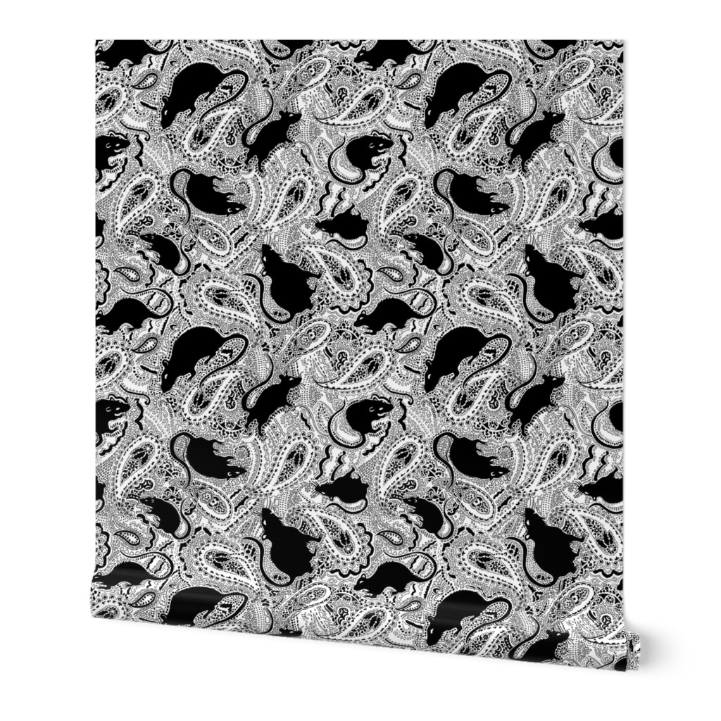 Paisley Rats - MEDIUM - white black