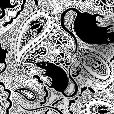 Paisley Rats - MEDIUM - white black