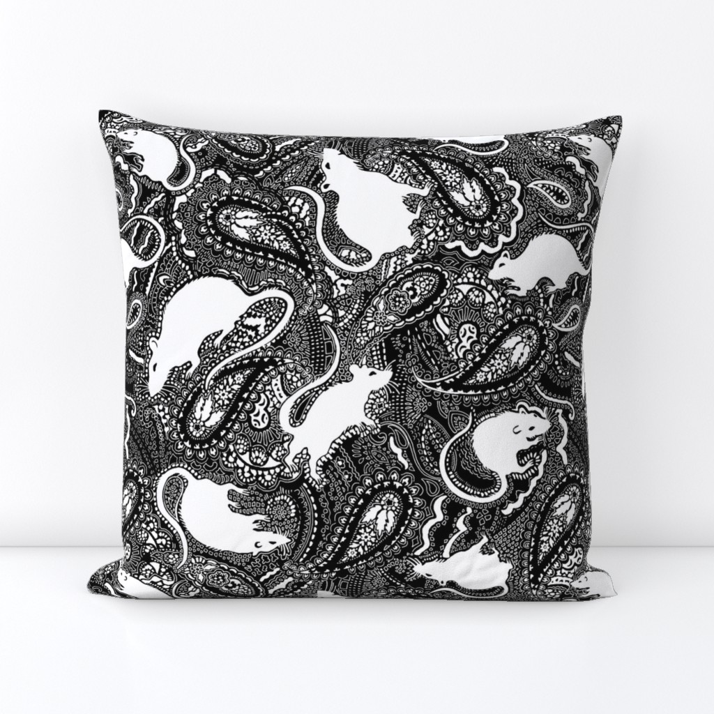 Paisley Rats - MEDIUM - black white