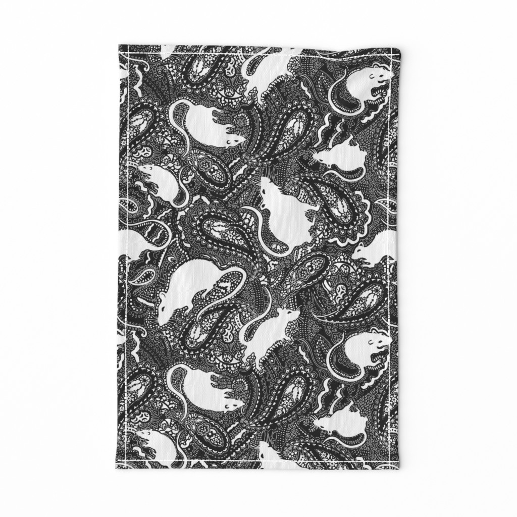 Paisley Rats - MEDIUM - black white