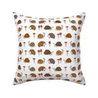 woodland critters // hedgehog snails mushrooms kids cute woodland forest animals