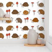 woodland critters // hedgehog snails mushrooms kids cute woodland forest animals