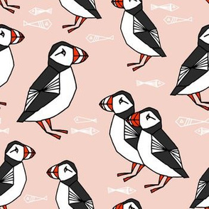 puffin // pink blush kids fish winter animals birds