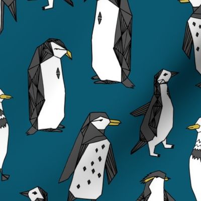 penguin // dark blue penguins kids cute winter fabric penguins pingu