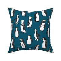penguin // dark blue penguins kids cute winter fabric penguins pingu