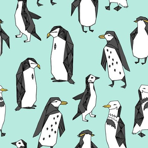 penguins // light mint penguin pingu bird winter mint cute birds 