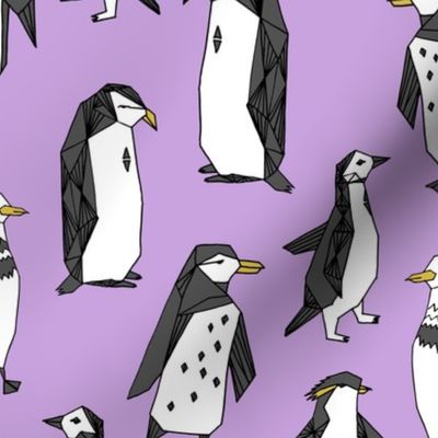 penguins // purple penguin cute bird birds winter cute bird fabric