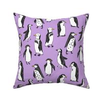 penguins // purple penguin cute bird birds winter cute bird fabric
