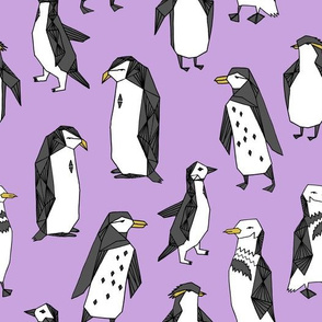 penguins // purple penguin cute bird birds winter cute bird fabric