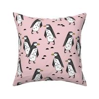 penguins // pastel pink cute baby nursery antarctic girls penguin cute winter fabric