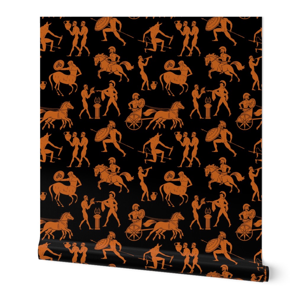 Greek Figures in Orange & Black // Large