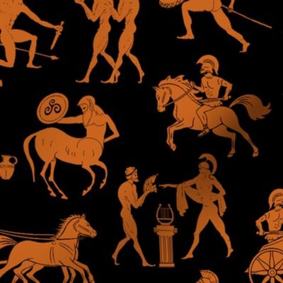 Greek Figures in Orange & Black // Large