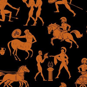 Greek Figures in Orange & Black // Large