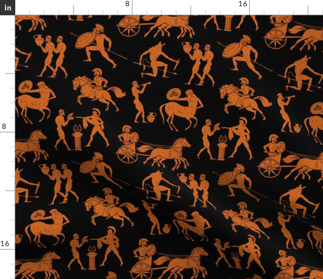 Greek Figures in Orange & Black // Large