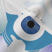 eye to eye iris on blue