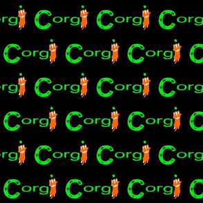 Cardigan Welsh Corgi sploot name block - green