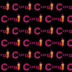 Cardigan Welsh Corgi sploot name block - hot pink