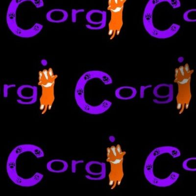 Cardigan Welsh Corgi sploot name block - purple