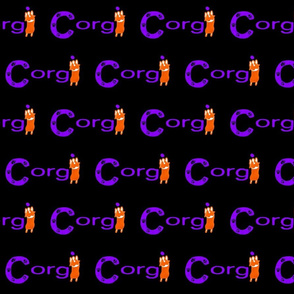 Pembroke Welsh Corgi sploot name block - purple