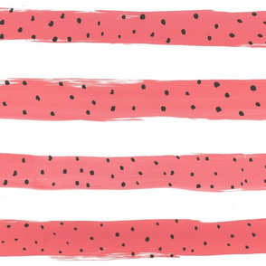 Painterly Watermelon Pink Stripes - Large 