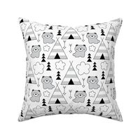 teepees and-bears-in-black-and-white