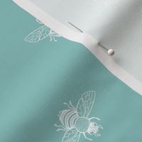 Little Bee, White on Robins Egg Blue