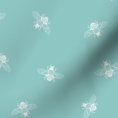 Little Bee, White on Robins Egg Blue